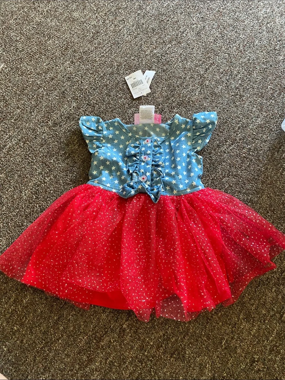 Good Lad Blue Star Bodice with Red Sparkle Tulle Dress